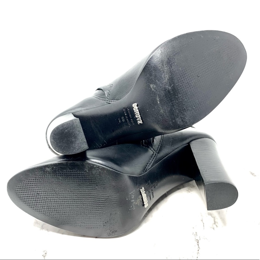 SCHUTZ Namil Buckle Detail Leather Booties 8 Minimalist Sleek Neutral Classic - Picture 8 of 14